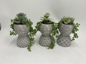 <span class=keywords><strong>Maceta</strong></span> de cemento creativa con cara de Planta artificial, flor abstracta para <span class=keywords><strong>mujer</strong></span>, sala de estar, adorno de jardinería para el hogar - Product Image 3