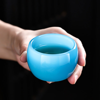 Tasse à thé en verre de jade vert, tasse de dégustation Kung Fu, glaçure colorée, faite à la main en Chine, mini tasse à thé de 50 ml, cadeau