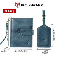 BULLCAPTAIN - Porta Pasaportes de Cuero Genuino Personalizado, Estuche para Documentos de Viaje, Cartera para Tarjetas de Embarque, para Hombre y Mujer, Cartera de Cuero con Protección RFID