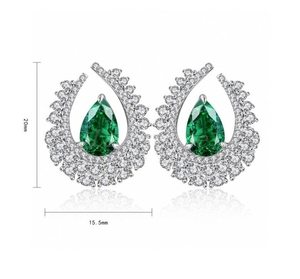 Pendiente en forma de gota de agua con piedras preciosas de laboratorio de plata 925 de nuevo diseño de Color verde y rojo - Product Image 3