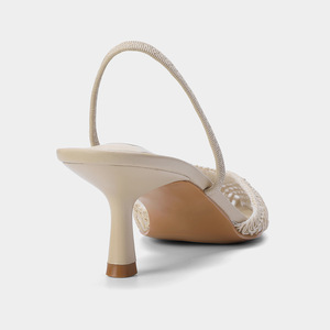 Nuovi Sandali Estivi da Donna con Tomaia in Rete, Suola in Gomma, <span class=keywords><strong>Beige</strong></span> Chiaro, Punta Aperta Intrecciata, Tacco Alto a Spillo, Traforati - Product Image 3