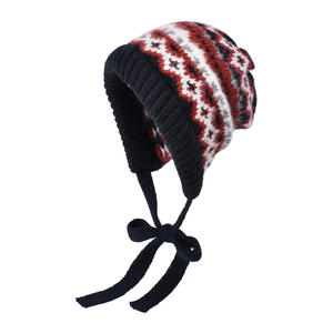 <span class=keywords><strong>Bonnet</strong></span> d'hiver chaud pour femme en tricot, style péruvien, doux et ample, fait main avec oreillettes, impression numérique, idéal pour les voyages - Product Image 2