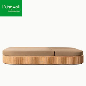 أثاث حمام سباحة للفناء عالي الجودة ، طقم صالة حديقة للاسترخاء في جميع الأحوال الجوية ، سرير نهاري خشبي خارجي من خشب الساج - Product Image 4