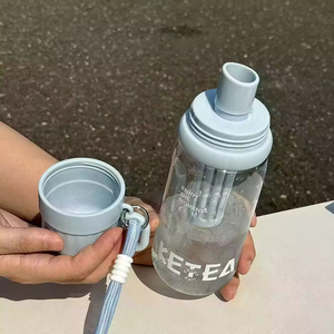 Gourde d'eau portable en plastique dépoli recyclé sans BPA, couleur dégradée, pour sport en extérieur, mignonne pour filles - Product Image 6