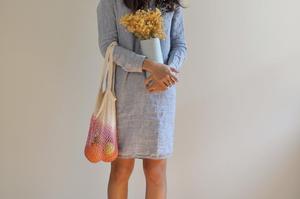 Sac en filet à poignée longue en crochet, style bohème, teinture dégradée, pour la plage - Product Image 4