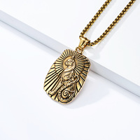 Kalung Berlapis Emas Liontin Jimat Dewa Kucing Hewan Mesir Kuno dari Baja Tahan Karat untuk Pria Perhiasan Fashion Grosir