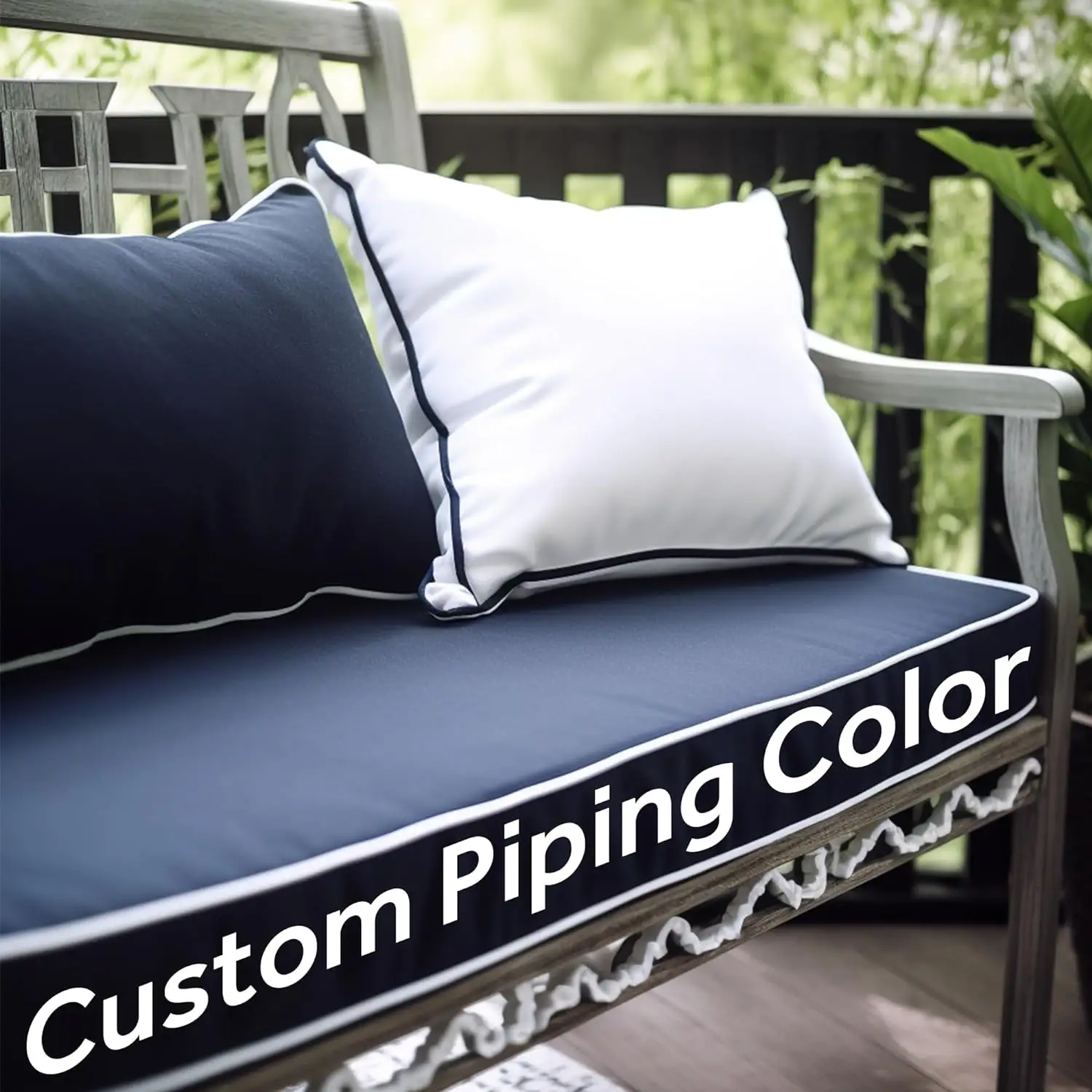 オプションのファブリック刺Embroidery対照的な色のパイピングを備えた屋内屋外防水ベンチクッション