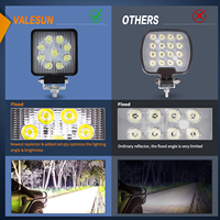 Phare de travail carré LED pour voiture 4 pouces 27W 9-30V 6000K pour véhicule, éclairage auxiliaire LED pour véhicule hybride tout-terrain