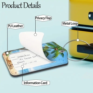 Essentiels de voyage <span class=keywords><strong>Acheter</strong></span> en gros Sublimation étiquettes à bagages en cuir Pu Logo personnalisé pour valises de voyage Couverture de <span class=keywords><strong>carte</strong></span> nominative - Product Image 4