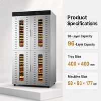 Mesin Pengering Makanan Komersial 96 Tray, Stainless Steel, Listrik, untuk Buah, Sayuran, dan Daging Kering