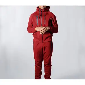 Produttore all'ingrosso di abiti da uomo in cotone oversize set di felpa con cappuccio con Zip personalizzata