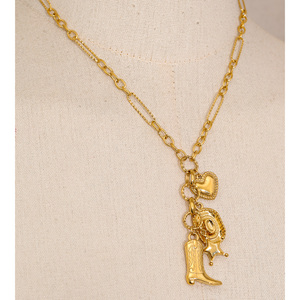 Collar JINYOU 1913 Vintage de Acero Inoxidable con Colgante en Forma de Estrella y Corazón, Cadena Chapada en Oro Resistente al Agua, Collar para Mujer - Product Image 5