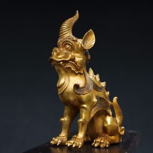 小さなホームデコレーションブロンズKylin像とドラゴン彫刻中国の鋳造金属工芸品Bra's's Animals Molds Sculpture - Product Image 2