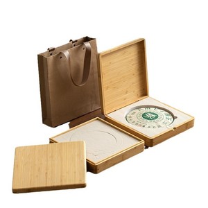 Bamboo Tea <b>Cake</b> Storage <b>Box</b> Square Wooden <b>Gift</b> Packaging Handmade Chinese Style For Pu'er White Rock Tea - Product Image 5