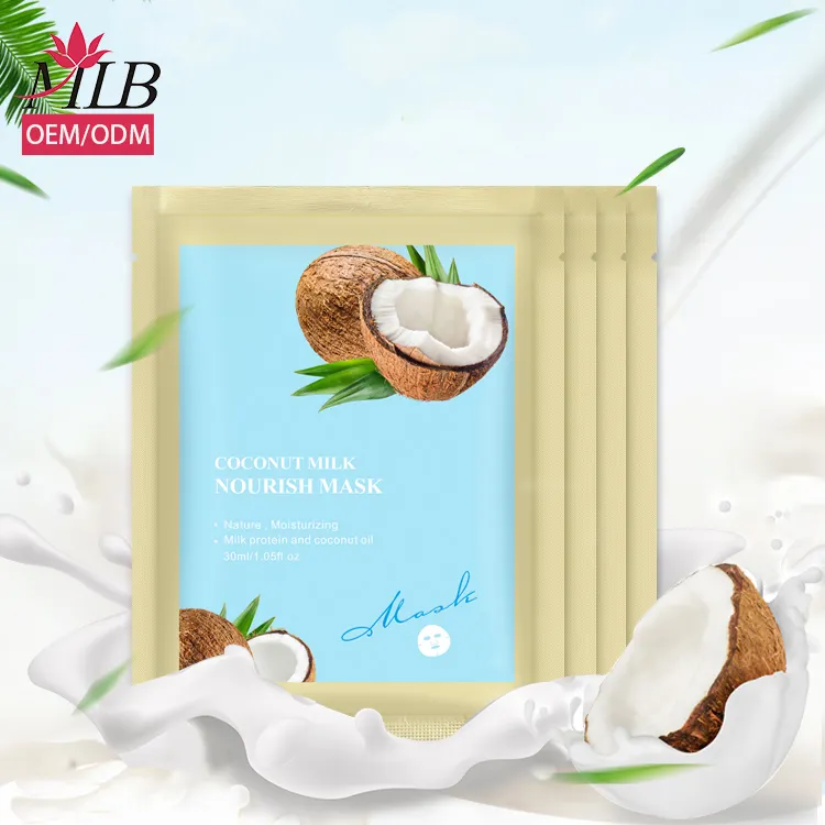 Private label natürliche essenz biocellulose maske kollagen kokosöl faser fermentierter argan und kokos heraus blatt maske gesicht maske