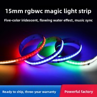 Tira de Luces LED COB RGBWC de 15 mm, Cinco Colores, WS2805, Direccionable, Programable, Efecto 24V, Control Remoto, 90CRI, para Hoteles y Entretenimiento