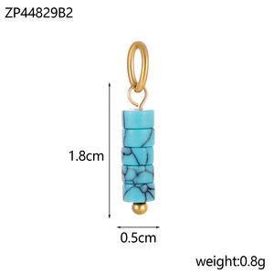 Breloques en pierre Heishi colorées |   Pendentifs en acier inoxydable plaqué or 18K PVD avec pierres précieuses naturelles pour la fabrication de bijoux DIY - Product Image 5