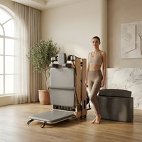 Reformer Pilates pliable en chêne pour la maison, réglable, compact, gain de place, machine de Pilates en bois, logo personnalisé, professionnel, santé