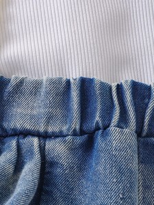 Conjunto de Dos Piezas para Niñas, Chaleco Blanco sin Mangas y Pantalones Cortos de Mezclilla, Moda de Verano RTS - Product Image 5