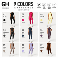 Ensemble de yoga léger GH Factory Price : haut court dos nu et leggings de sport taille haute pour femme, en tissu brossé uni, idéal pour le fitness