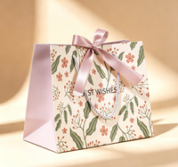 Ensemble de sacs cadeaux en papier à motifs floraux personnalisés et boîte rigide, emballage cadeau de luxe avec nœud en ruban pour les fêtes, les anniversaires et les cadeaux
