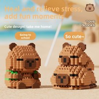 Jouet éducatif en plastique ABS sur le thème de la capybara, blocs de construction, ornement, 40 pièces, cadeau pour garçons de 5 à 7 ans, vente en gros