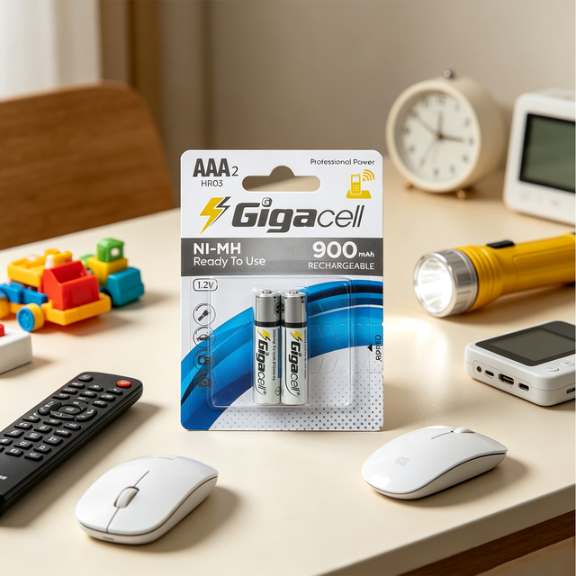 Gigacell Rechargeable Battery Ni-MH 1.2v Size AAA HR03 900mAh Portable Power Source for Mouse Flashlights Remote Control