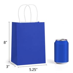 Bolsas de Papel Kraft Reciclables y Personalizables con Asas Azules para Regalos, Compras, Cumpleaños, Bodas, Fiestas Empresariales y Reuniones - Product Image 2