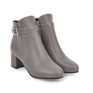 Zapatos Elegantes para Mujer 2026, Botines Cómodos de PU Marrón con Punta Redonda y Hebilla Metálica, para Paseos Diarios por la Ciudad - Product Image 2