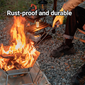 Pince à bois 3-en-1 étanche de 50,5 cm pour cheminée en fer/bois et bâton de soufflage avec étui en PU pour camping et barbecue - HIKEMAN - Product Image 4