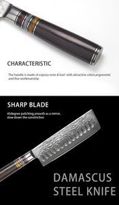 Couteau Nakiri japonais de haute qualité, 7 pouces, 67 couches, en acier Damas VG10 - Product Image 3