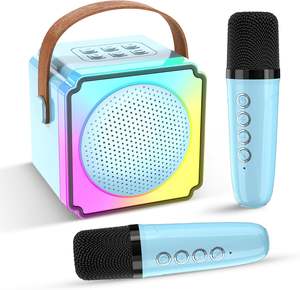 Baffe e microfono Mini Baffe e microfono portatile senza fili per bambini Karaoke suoni altoparlanti Stereo poco con microfono - Product Image 1
