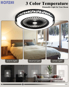 Nuevo <span class=keywords><strong>Diseño</strong></span> de Lámpara de Techo para Dormitorio con <span class=keywords><strong>Ventilador</strong></span>, Control Remoto, Motor LED AC/DC, 6 Velocidades, Regulable, 5 Aspas de ABS - Product Image 2