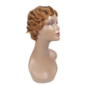 Braziliaanse Haar Pruik Maken Machine Kort Voor <span class=keywords><strong>Pixie</strong></span> Cut Krullend Pruik In Donkerbruin Kant Voor Zwarte Vrouwen - Product Image 5