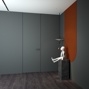 Pintu kayu padat gaya Modern klasik mewah, bingkai Panel pintu tidak terlihat tahan angin buatan <span class=keywords><strong>China</strong></span> - Product Image 4