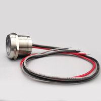 Interrupteur à bouton piézoélectrique éclairé par LED bicolore 24V 12V étanche IP68 de 25 mm