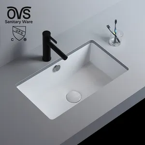 Lavabos de cerámica rectangulares para tocador de baño, lavamanos de cerámica con montaje bajo, estilo clásico de América del Norte, cUPC