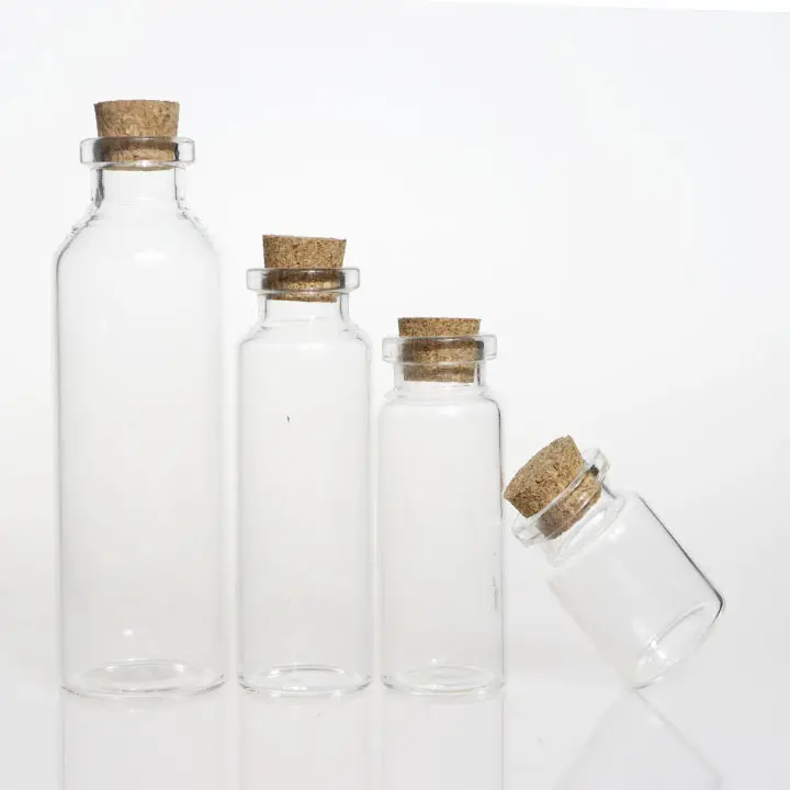 1ml 2ml 10ml 20ml 30ml 50ml 100ml卸売ガラスバイアル食品貯蔵瓶用コルク付きガラス希望ボトル