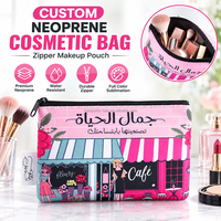 Pochette cosmétique personnalisée en néoprène, pochette de maquillage à sublimation, étui organisateur à fermeture éclair, trousse de toilette de voyage avec impression intégrale
