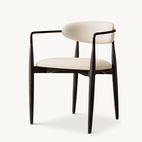 Fauteuils de restaurant de maison de luxe Mobilier Mobilier Cadre en bois de chêne Bras en métal Chaises de salle à manger