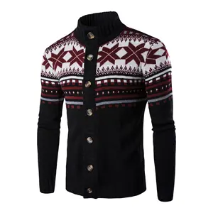Sweater Pria Natal Kardigan Single-Breasted Stok 2023