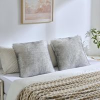 Housse de coussin décorative noire et blanche 18x18 pouces, lot de 2, housses de coussin texturées en fausse fourrure de renard douce et moelleuse