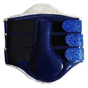Professional Equestrian Pink Black Striped PU Horse <b>boot</b> Faux Fur Lining Luxury Equine Leg Protection - Product Image 3