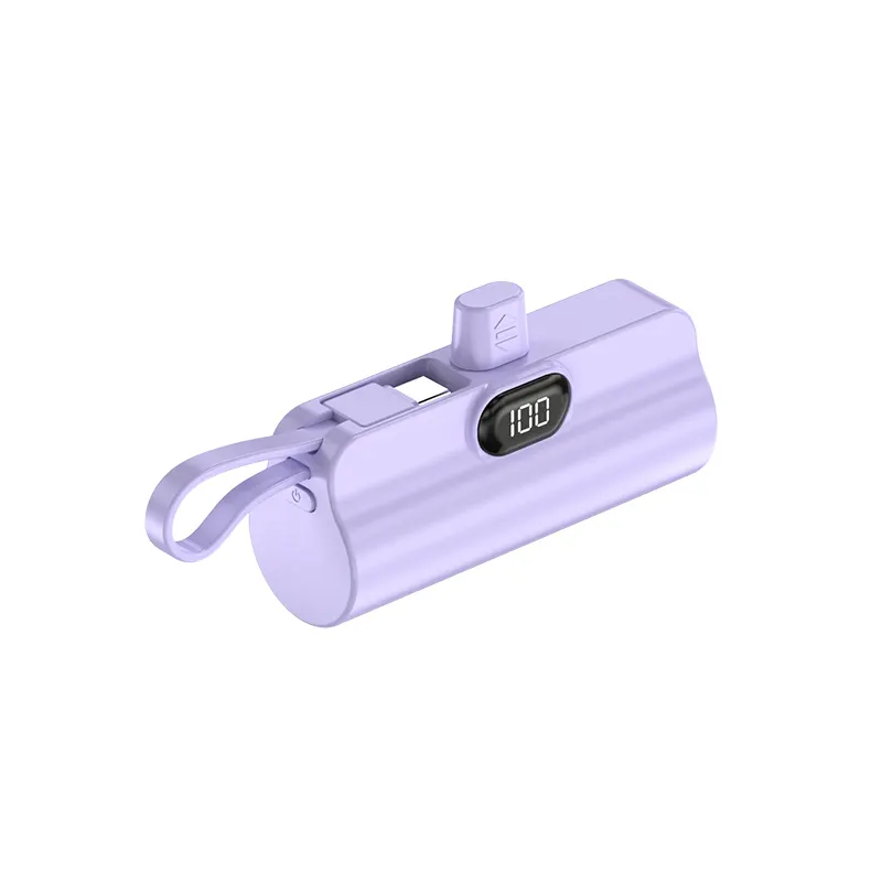 Cargador de teléfono Cable incorporado pequeño Banco de energía portátil recargable Productos de tendencia Mini 2 en 1 Batería de polímero de litio Universal