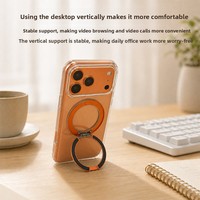 Coque de téléphone transparente en PC avec anneau magnétique et béquille pour iPhone 18/17/16/15/14, avec pare-chocs rigide résistant aux chutes et cadre d'objectif détachable