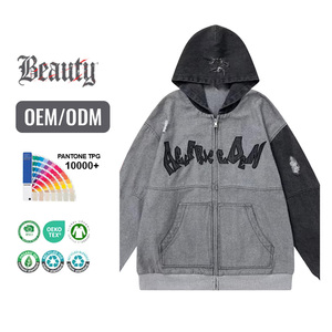 Sweat à capuche rayé en éponge française imprimé personnalisé <span class=keywords><strong>Tapisserie</strong></span> de hockey sur glace avec techniques brodées Boîte ajustée d'hiver à épaules tombantes - Product Image 1