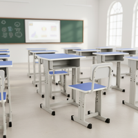 Meubles de classe ergonomiques, ensemble de bureau et chaise réglables pour étudiants, bureau et chaise d'école avec tiroir
