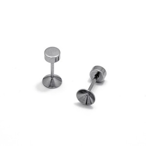 Piercing d'oreille en acier inoxydable, disque rond de 4 mm, base creuse, strass, accessoire de bijouterie unisexe - Product Image 5