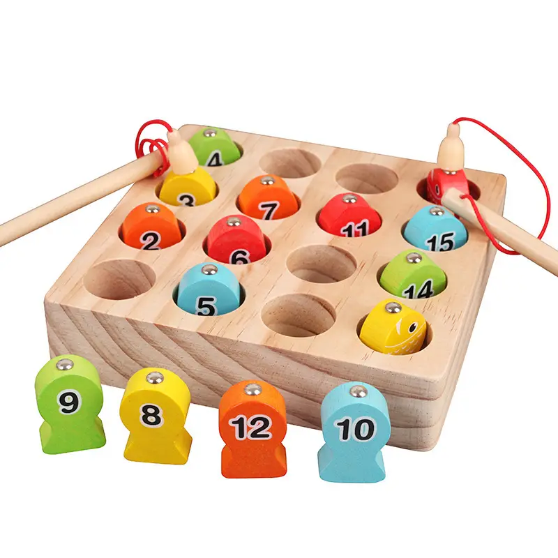Ahşap eğitici oyuncaklar çocuklar manyetik balıkçılık oyunu alfabe renk sıralama bulmaca Montessori dijital biliş oyunu