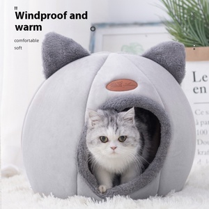 Camas Cálidas Semi-Cerradas para Gatos de Invierno, Tamaño Pequeño, para Suministros de Mascotas Transfronterizos de <span class=keywords><strong>Amazon</strong></span>, Tela con Patrón Animal Sólido, Venta al por Mayor - Product Image 1